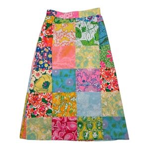 Vintage Lilly Pulitzer‎ 1970s Patchwork Quilted Skirt Womens Size 23" Waist